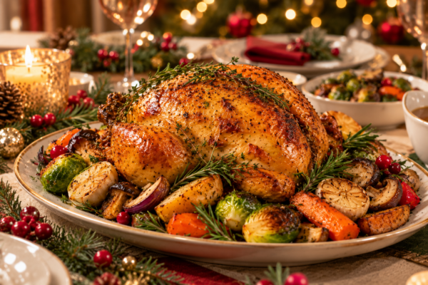 Golden Roast Bird Festive Christmas Table ROAST CHICKEN (TRADITIONAL/ RENDANG)