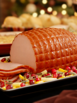 honey baked ham BAKED MAPLE GLAZED HAM WITH APPLE CINNAMON SAUCE