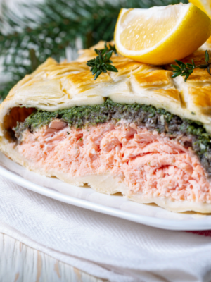 wellington SALMON WELLINGTON WITH MUSHROOMS & SPINACH