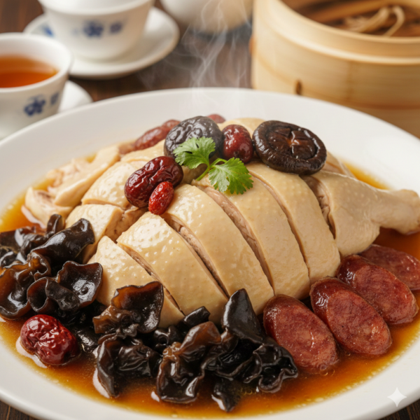 STEAM CHICKEN IN SUPERIOR BRANDY STOCK